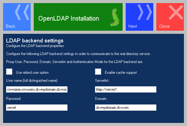 OpenLDAP for Windows LDAP-Backend