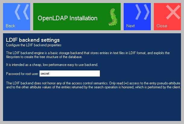 OpenLDAP for Windows setup LDAP-Backend