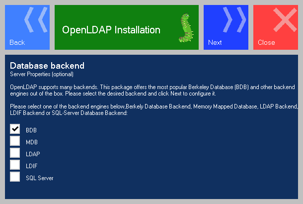 OpenLDAP for Windows Backend Configuration