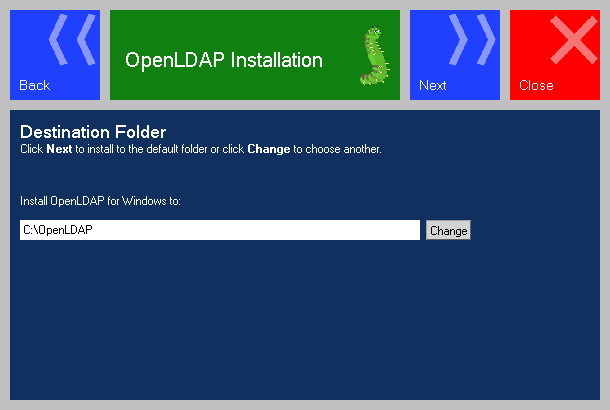OpenLDAP for Windows Destination Folder