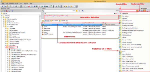 LDAP filtered view