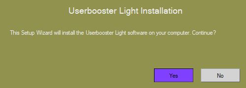 Userbooster Light installation. Welcome screen