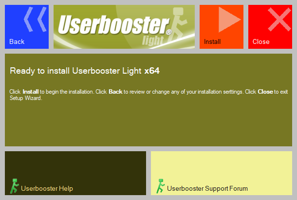 Userbooster Light installation. Ready screen